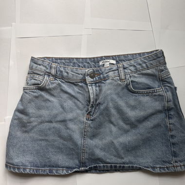 Subdued denim mini skirt
