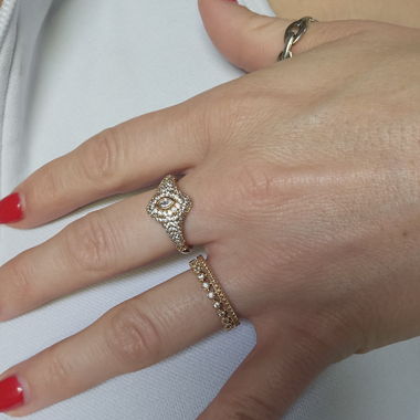 Gold Maison ring in stainless steel, size 52