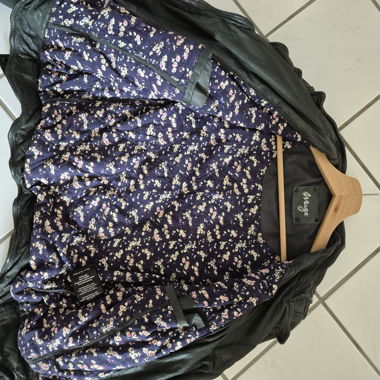 Leather Jacket with Floral Lining