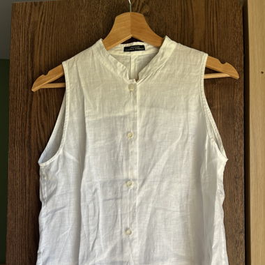 Blouse vintage italienne blanche en lin à boutons
