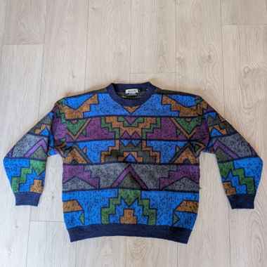 Maglione vintage con motivo geometrico, taglia M