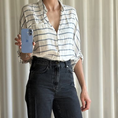 Zara Basic striped blouse white/blue