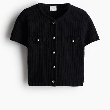 Black Knit Cardigan Top