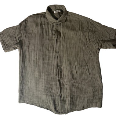 Camicia verde militare a maniche corte in cotone biologico