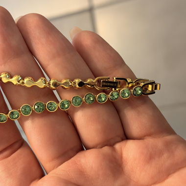 Swarovski bracelet with green crystals