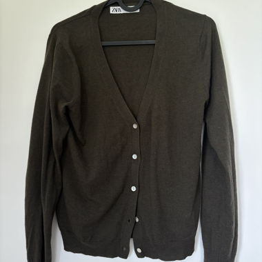 Dark Green ZARA Knit Cardigan M