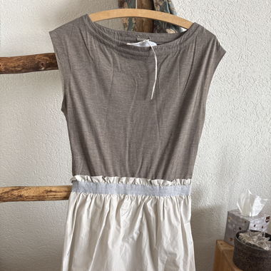 Robe Fabiana Filippi taupe/ blanc gris