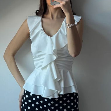 Top con balze bianco