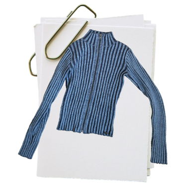 Pull zippé côtelé bleu