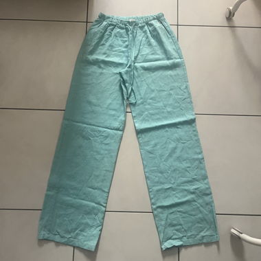Pantaloni in lino verde petrolio