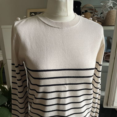 White sweater with stripes - size 36  