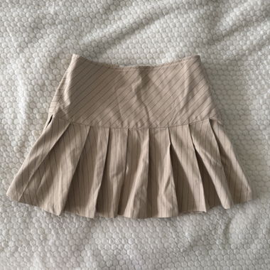 Monki Beige Pleated Mini Skirt