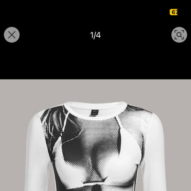 White long sleeve top with bikini print
