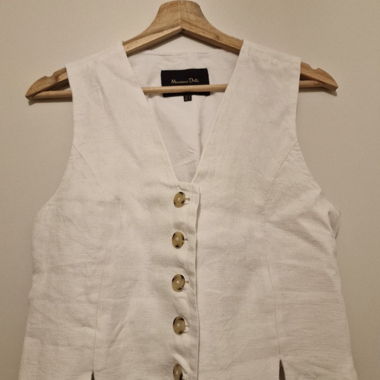 Gilet Massimo Dutti, blanc, 100% lin