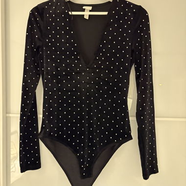 Black rhinestone bodysuit
