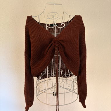 Knit Sweater with Tie Ribbon