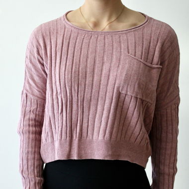 Sweatshirt cropped coupe loose, rose
