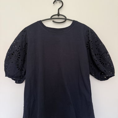 Dark blue top with openwork sleeves