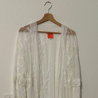 River Island lacy beach caftan in white S
