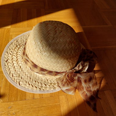 Leopard ribbon straw hat 