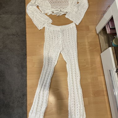 Set in maglia bianco 2 pezzi