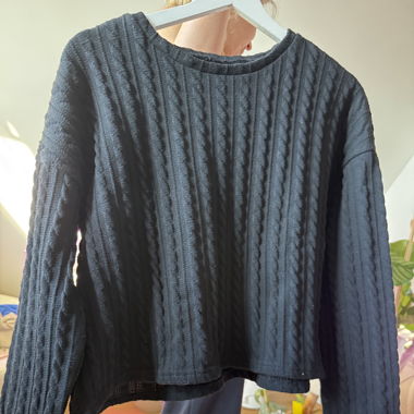 Langarm Shirt Crop mit Zopfmuster
