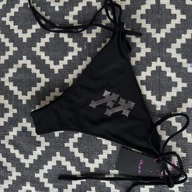 Schwarzer Bikini-Slip mit Strass