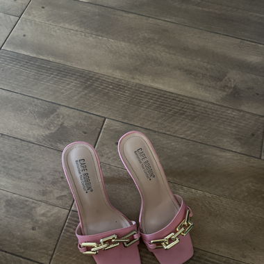 Pink open heels