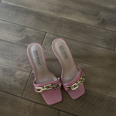 Pink open heels