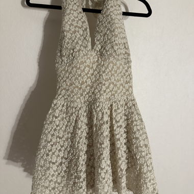 Robe Mini en Dentelle Crème