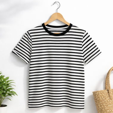 T-shirt à rayures noir / M