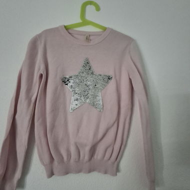 Maglione bambina rosa con stella e paillettes 8-9 anni