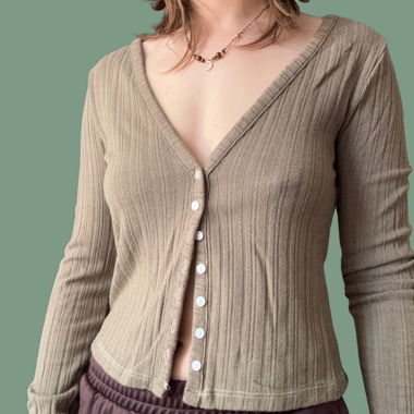 H&M Rippstrick-Cardigan, braun, Grösse S