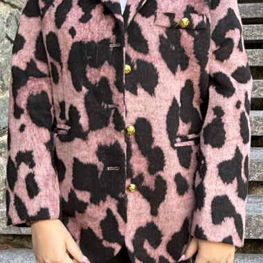 Blazer a motivo rosa e nero