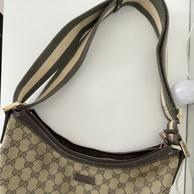 GUCCI Sherry Line Shoulder Bag GG Canvas Leather