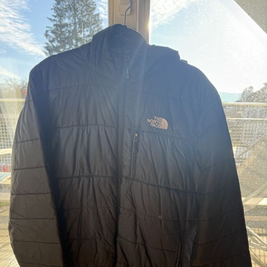 North Face Navy Blue and Black Jacket - Large 