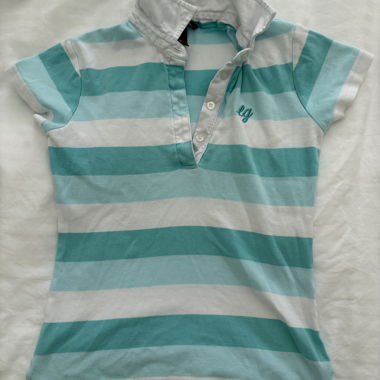 Gestreiftes Poloshirt turquoise-weiss