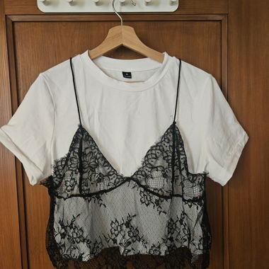 White Lace Top with T-Shirt