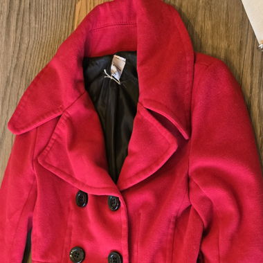 Cappotto rosso con cintura Zebra taglia S