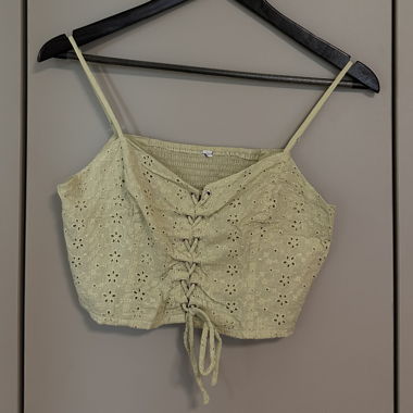 Light-lime lace crop top with lacing