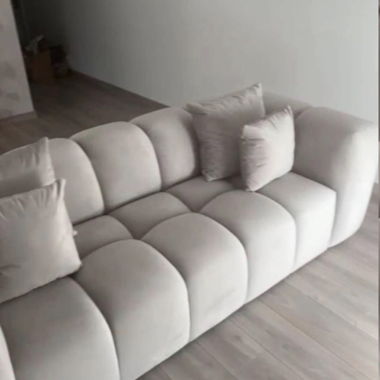 3-Sitzer-Sofa aus Sandfarbenem Velours