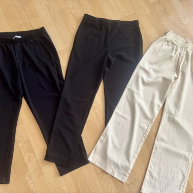 Black Beige Pants Set