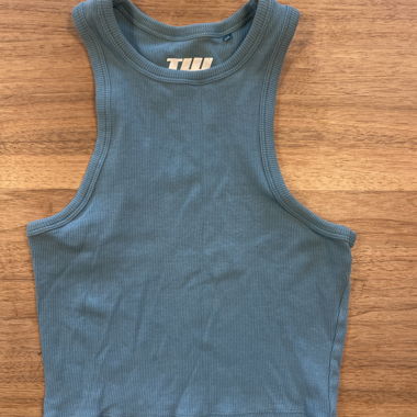 Blue Ribbed Crop Top