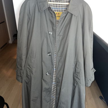 Gray/turquoise trench coat