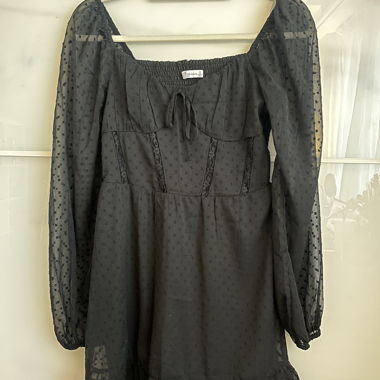 Black sheer long-sleeve blouse