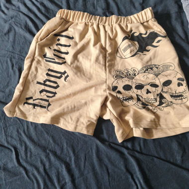 Short de sport beige imprimé