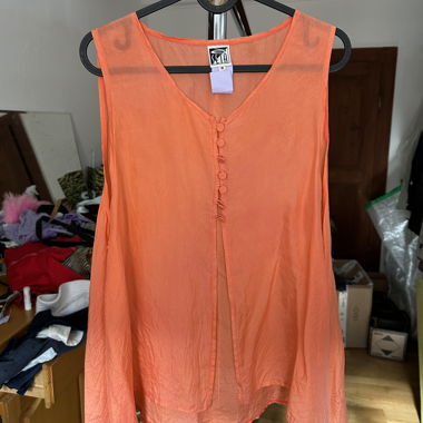 Vintage Silk Tunic with Covered Buttons