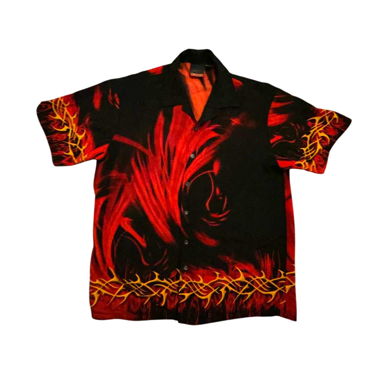 Y2K C-TWO Tribal Shirt with Button Placket