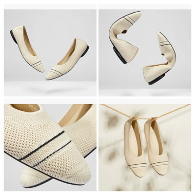 VIVAIA Round-Toe Foldable Flats  STRIPED CREAM