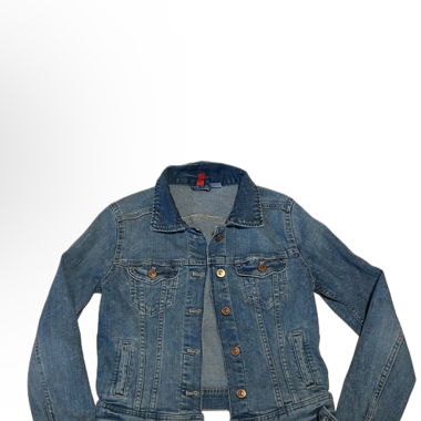 Blue denim jacket with a relaxed fit